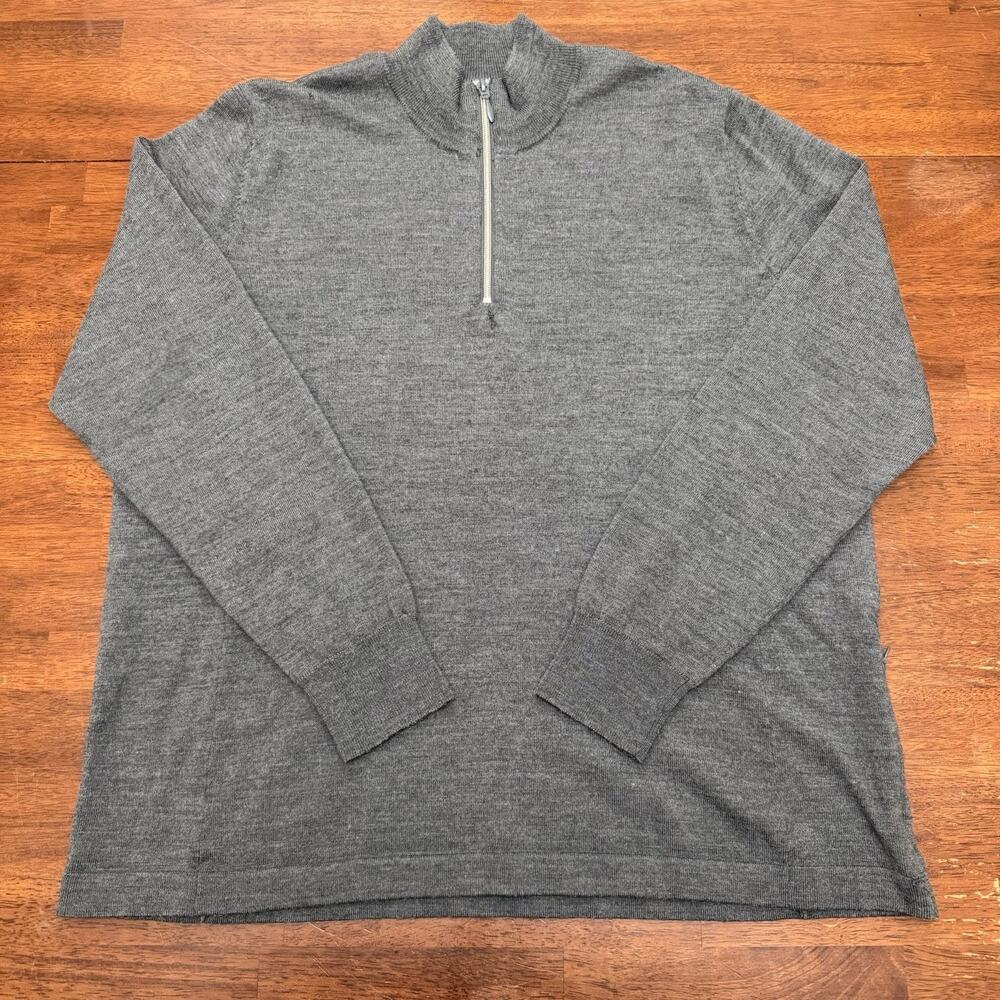 Orvis Passport‎ Merino Wool Blend 1/4 Zip Gray Pullover Sweater Men's XL